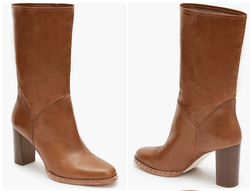 AllSaints Womens Brown  Mille Block Heeled Leather Tall Boots US 8 EU 38